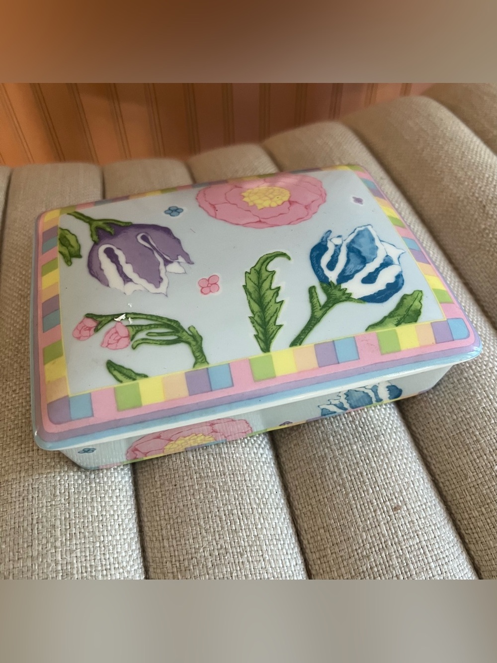 Horchow Floral Playing Cards and Holder